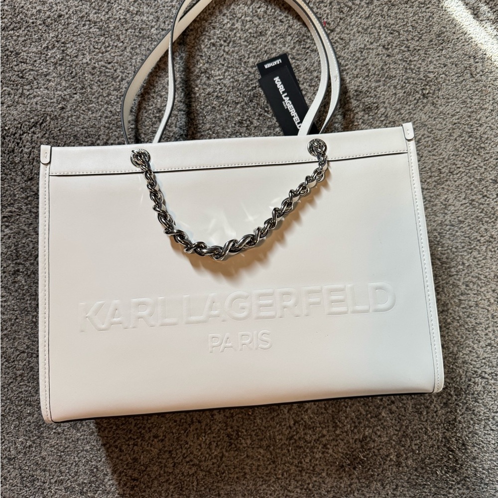 Karl Lagerfeld leather chain link tote